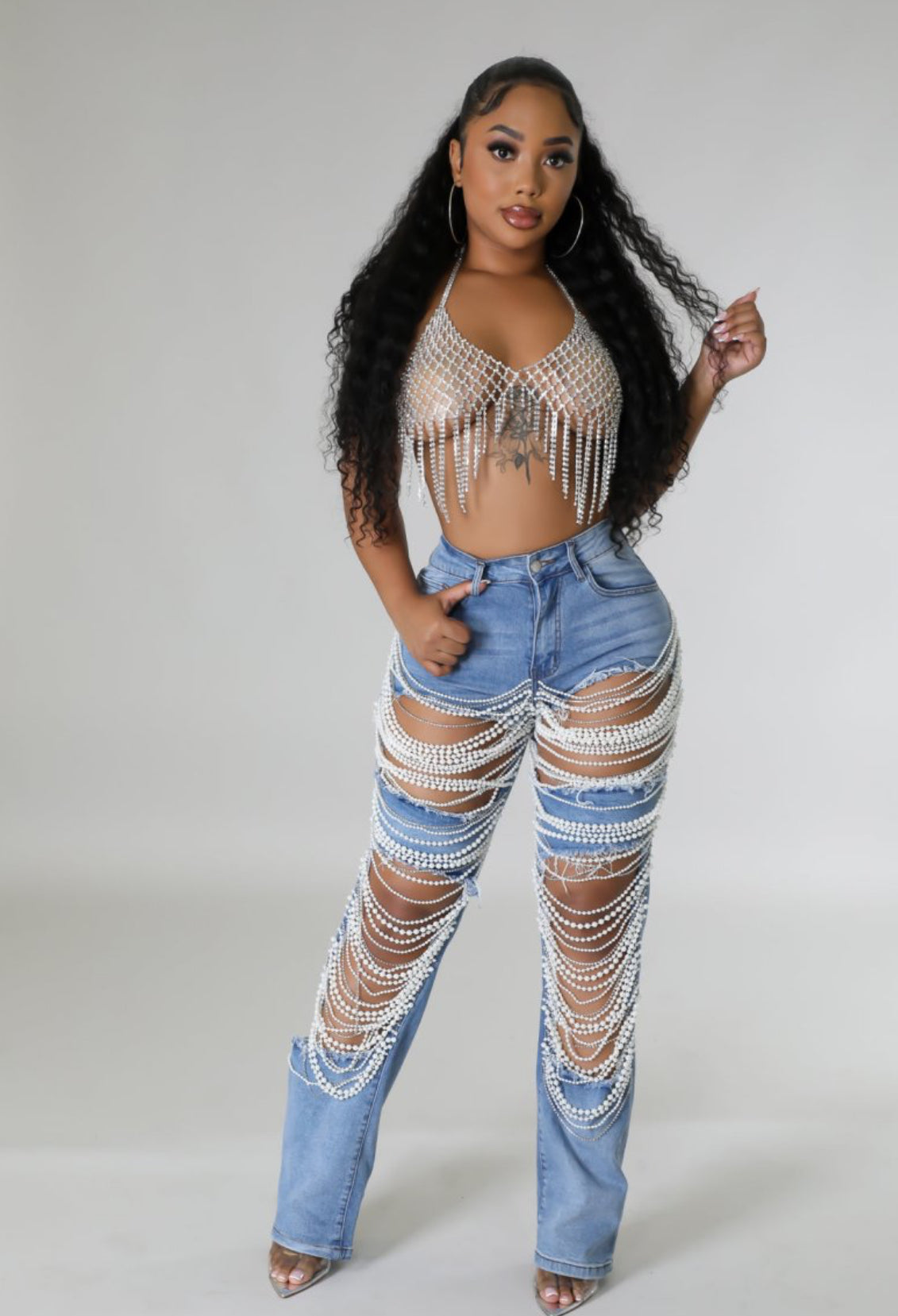 Queen of Pearls Flare Jeans