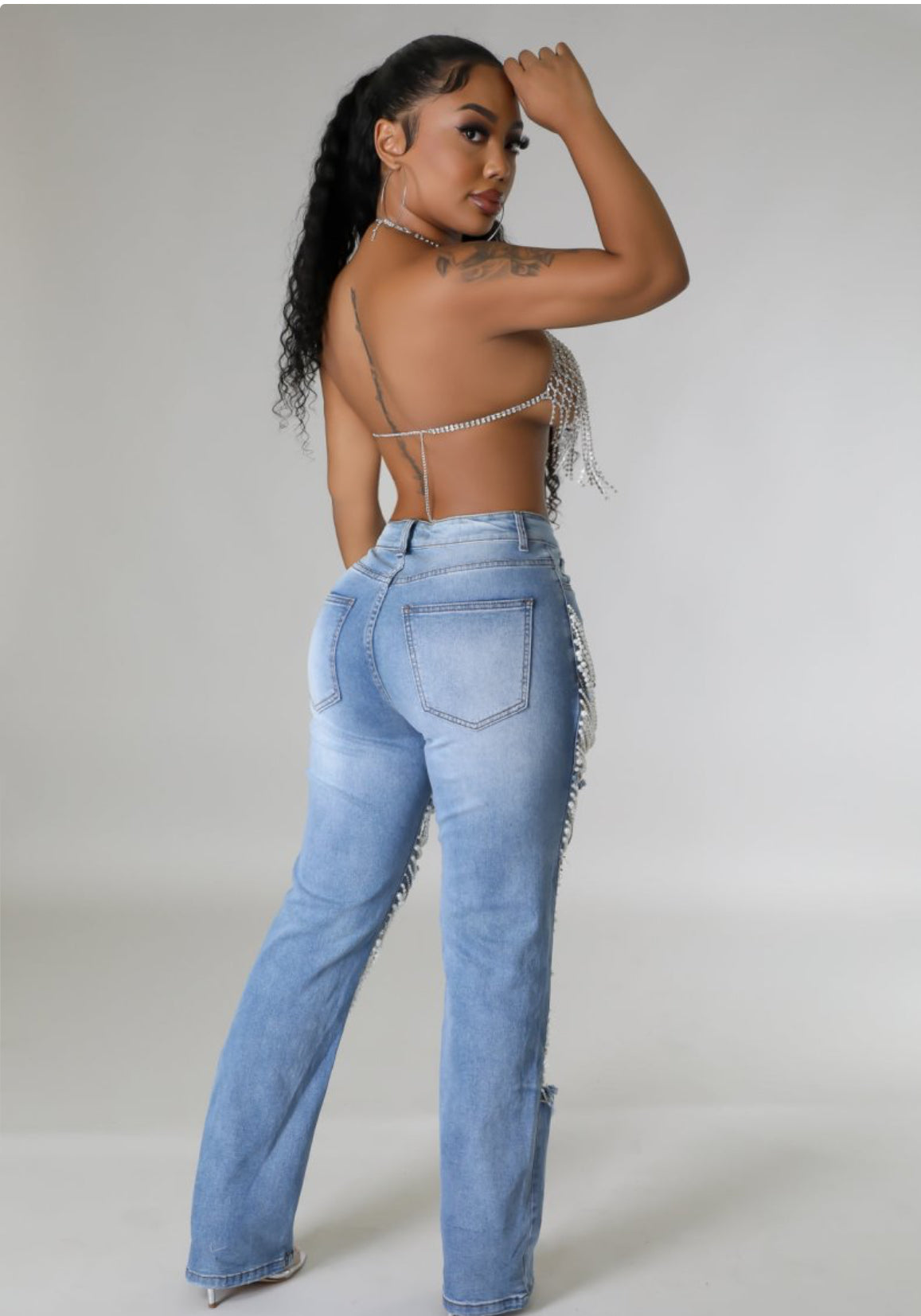Queen of Pearls Flare Jeans